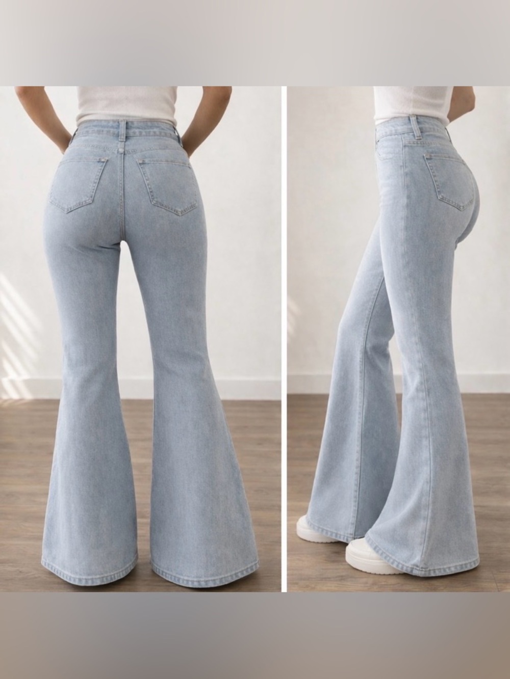 Dollhouse Curvy Flare Jeans Light Wash High Rise Seam Stretch Boho Y2K Retro 6